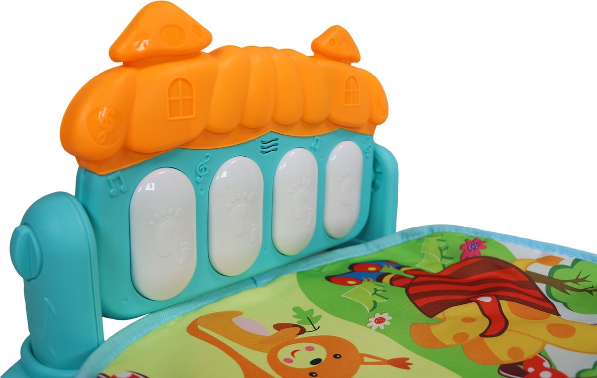 Moni Toys - Piano Activiteiten Speelkleed - Multicolor - Met Speelboog, Spiegeltje & Muziek - Educatief Baby Gym - Vanaf 0 Maanden — afbeelding 7