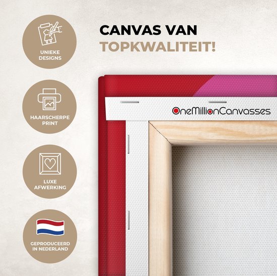 Tableau sur toile 20x30 cm - Décoration murale Minimaliste - Rouge - Rose - Hartjes - Décoration murale murale salon - Décoration chambre - Accessoires chambre - Peintures sur toile