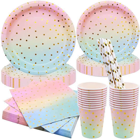 FAELNK Kleurrijk partyservies set 120 stuks, papieren borden, kleurrijk set, ronde feestborden, papieren bekers, servetten, 6 kleuren, voor verjaardagen, vakanties en feesten of barbecues, DIY FAELNK Kleurrijk partyservies set 120 stuks, papieren borden, kleurrijk set, ronde feestborden, papieren bekers, servetten, 6 kleuren, voor verjaardagen, vakanties en feesten of barbecues, DIY