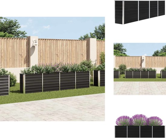 Outsunny Verhoogde Tuinbed, Open Bodem, Gepoedercoat Staal, 240 x 60 x 60 cm, Donkergrijs