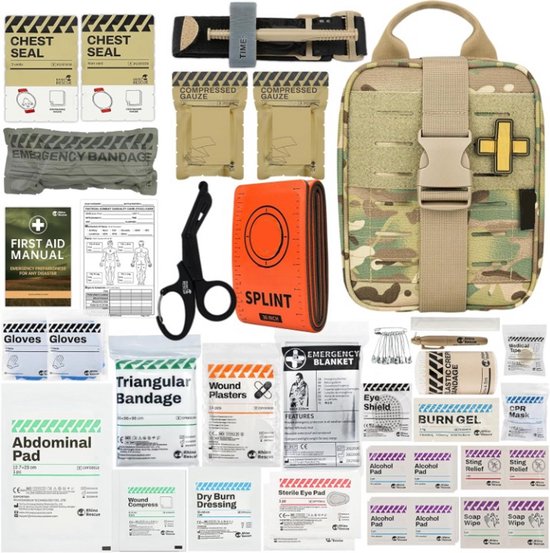 EHBO-set voor noodgevallen, EHBO-set, medische tactische tas, survival, EHBO -set, EHBO-tas, tactische survivaltas voor outdoor, camping, jacht, wandelen, thuis en avontuur