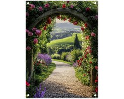 Tuinposter 60x80 cm - Tuindecoratie Doorkijk - Tuinboog - Bloemen - Natuur - Pad - Poster voor in de tuin - Buiten decoratie - Schutting tuinschilderij - Tuindoek muurdecoratie - Wanddecoratie balkondoek Tuinposter 60x80 cm - Tuindecoratie Doorkijk - Tuinboog - Bloemen - Natuur - Pad - Poster voor in de tuin - Buiten decoratie - Schutting tuinschilderij - Tuindoek muurdecoratie - Wanddecoratie balkondoek