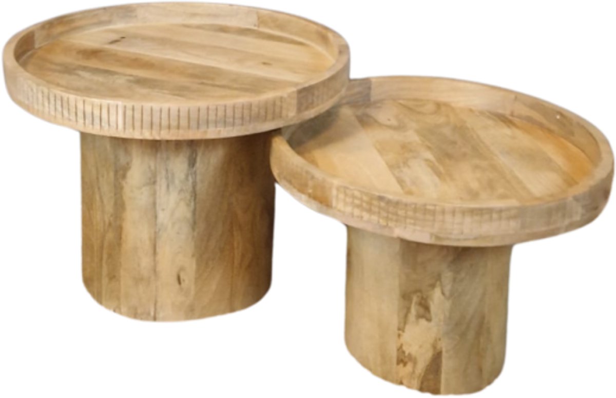 Salontafel Flora set van 2 rond mangohout