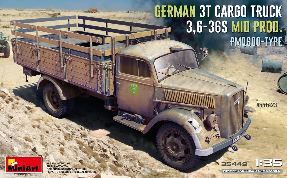 MiniArt Modelbouwpakket Auto - 35449 Duitse Opel Blitz 3t Cargo Truck 3,6-36S Mid Productie - PMQ600-Type Plastic - 1:35 - Modelbouw