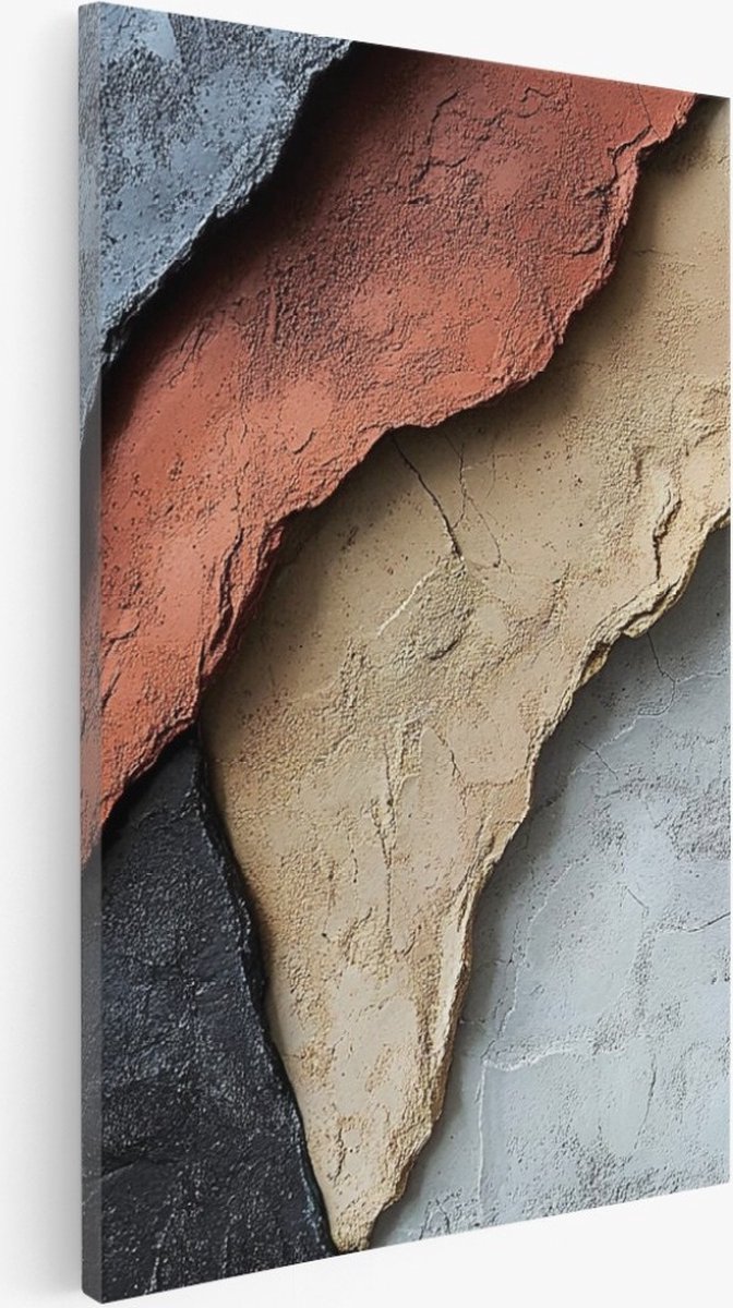 Saammp Canvas Schilderij - Verschillende soorten steen - Abstract - 60x90 - Foto op canvas - Wanddecoratie - Muurdecoratie Woonkamer - Slaapkamer decoratie - Canvas Print Multicolor