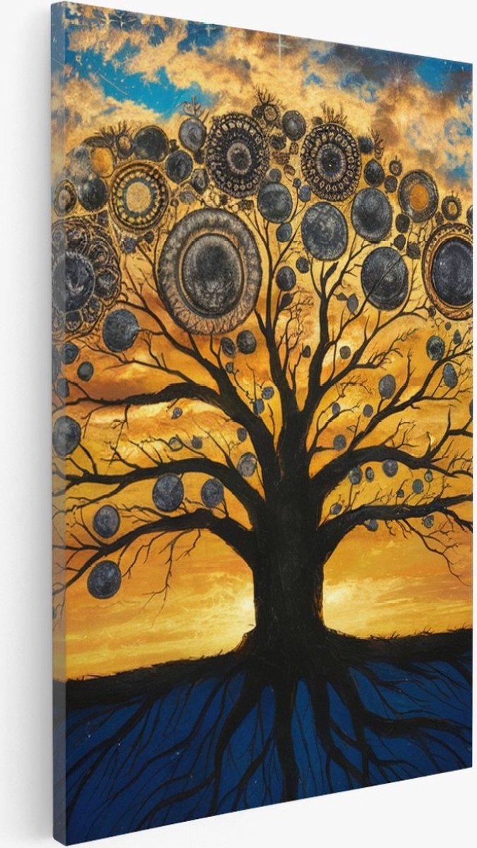 Saammp Canvas Schilderij - Spirutuele boom - Landschap - Natuur - 50x70 - Foto op canvas - Wanddecoratie - Muurdecoratie Woonkamer - Slaapkamer decoratie - Canvas Print Multicolor