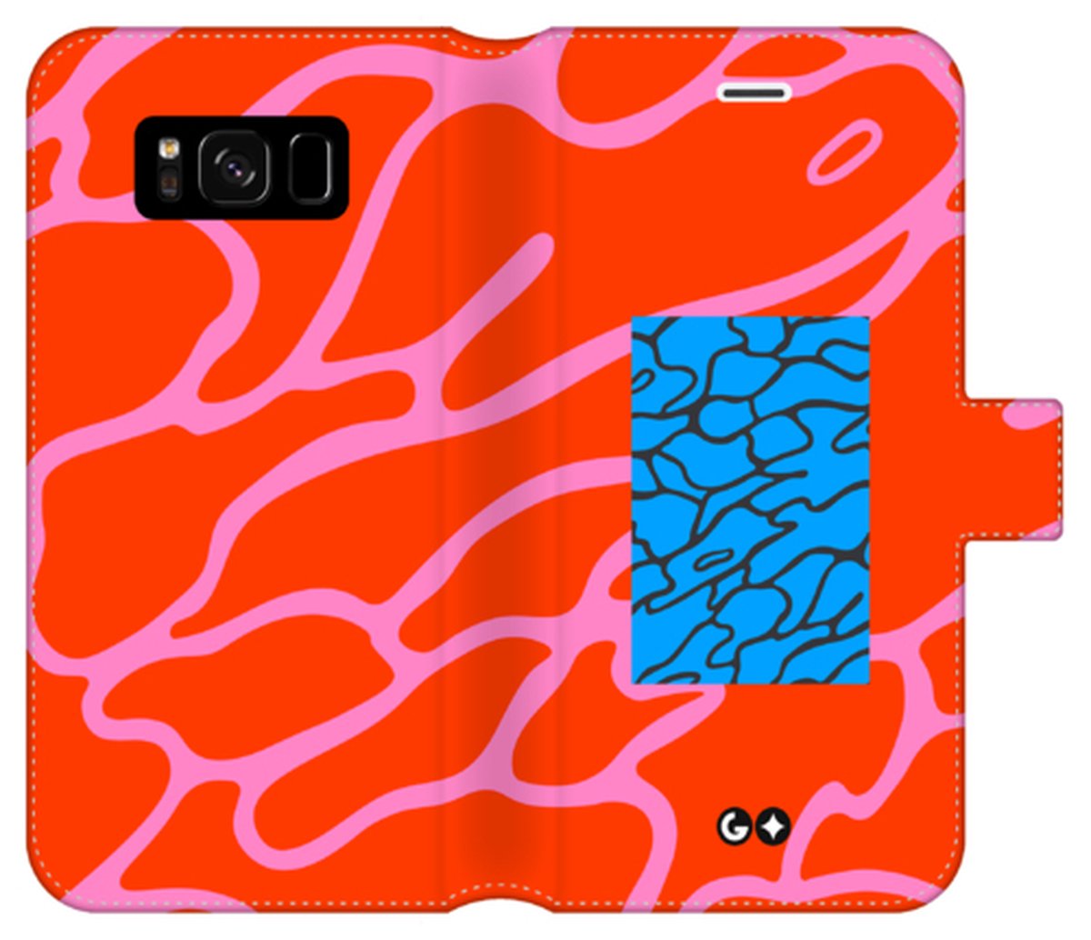 Telefoonhoesje geschikt voor Samsung Galaxy S8 - Portemonneehoesje - met pasjeshouder en magneetsluiting - Natuurcollectie - Ocean Print - Oranje