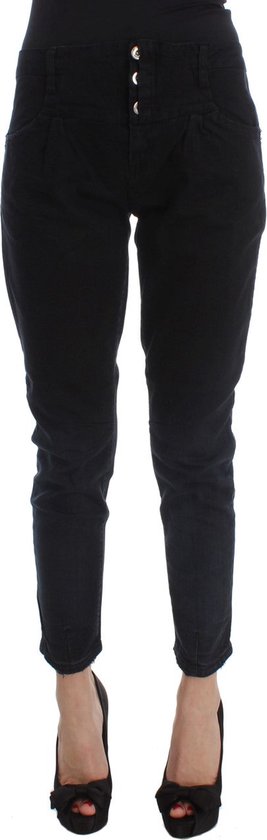 Zwarte katoenen slim-fit cropped jeans