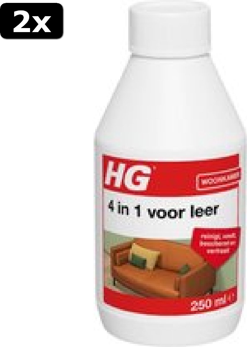 2x HG 4 in 1 voor leer - 250ml - beschermt, voedt en reinigt