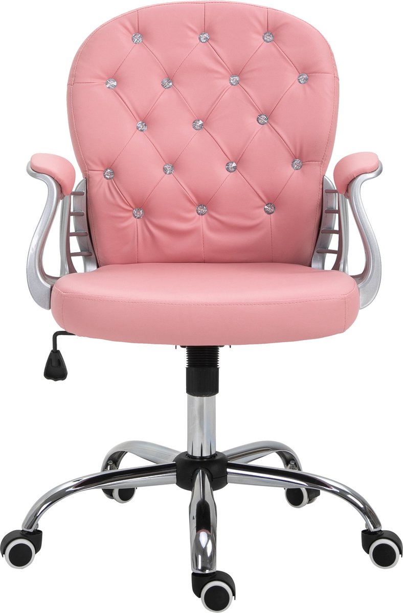 Vinsetto Ergonomische kantoorstoel directiestoel gestoffeerde rugleuning PU roze 921-169V01