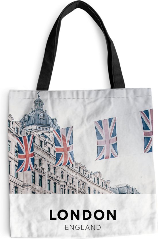 MuchoWow® Schoudertas - Strandtas - Big Shopper - Boodschappentas - Londen - Vlag - Engeland - 40x40 cm - Katoenen tas