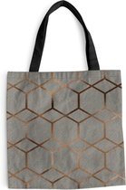 MuchoWow® Schoudertas - Strandtas - Big Shopper - Boodschappentas - Patronen - Luxe - Brons - Grijs - 45x45 cm - Katoenen tas