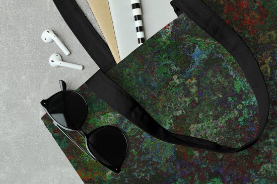 MuchoWow® Schoudertas - Strandtas - Big Shopper - Boodschappentas - Patroon - Verf - Abstract - Groen - 45x45 cm - Katoenen tas