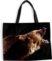 MuchoWow® Schoudertas - Strandtas - Big Shopper - Boodschappentas - Beer - Wild dier - Tanden - 50x40 cm - Katoenen tas