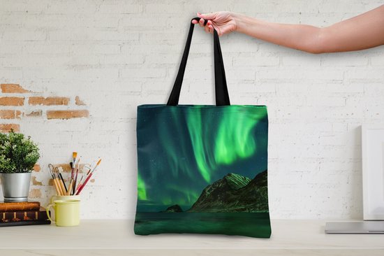 MuchoWow® Sac bandoulière - Sac de plage - Big Shopper - Sac shopping - Islande - Aurores boréales - Ciel étoilé - 45x45 cm - Sac en coton