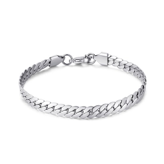 Bracelet Twice As Nice en acier inoxydable, plat gourmet, 6 mm 21 cm