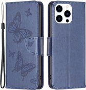 Coverup Vlinders Book Case - Geschikt voor iPhone 14 Pro Hoesje - Blauw