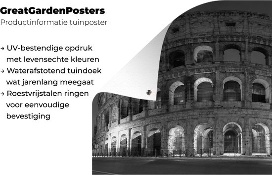 Affiche de jardin Colisée à Rome - noir et blanc - 120x80 cm - Jardin