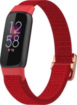 By Qubix - Geschikt voor fitbit luxe bandje - Elastisch nylon bandje - Rood Smartwatchbandje horlogeband polsband Armband Strap Band Watchband
