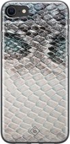 Casimoda® hoesje - Geschikt voor iPhone SE (2020) - Oh My Snake - Siliconen/TPU telefoonhoesje - Backcover - Slangenprint - Blauw