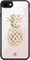 Casimoda® hoesje - Geschikt voor iPhone 8 - Ananas - Luxe Hard Case Zwart - Backcover telefoonhoesje - Roze