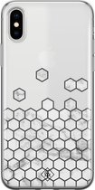 Casimoda® hoesje - Geschikt voor iPhone Xs - Marmer Grijs Abstract - Siliconen/TPU telefoonhoesje - Backcover - Transparant - Grijs