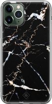 Casimoda® hoesje - Geschikt voor iPhone 11 Pro - Marmer Zwart - Siliconen/TPU telefoonhoesje - Backcover - Marmer - Zwart