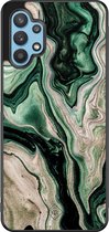 Casimoda® hoesje - Geschikt voor Samsung Galaxy A32 5G - Groen marmer / Marble - Zwart TPU Backcover - Marmer - Groen