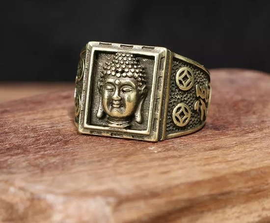 Wellness-House | Zegelring Buddha | Buddha Ring | Zegelring | Buddha Hoofd | In Maat Verstelbaar | Unisex Ring |  Boeddha Ring | Boeddha Hoofd | Koperen Ring | Zen | Zen Sieraad