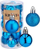 40x stuks kerstballen helder blauw kunststof diameter 3 cm - Kerstboom versiering