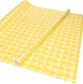 1x Papier cadeau/papier cadeau jaune avec motif triangles blancs 200 x 70 cm rouleau - 200 x 70 cm - papier cadeau / papier cadeau