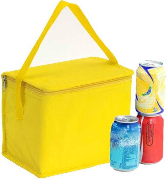 Kleine koeltas voor lunch - geel - 20 x 13 x 17 cm - 4.5 liter - Koeltassen - medicijnen/sixpack van Toivo — afbeelding 3