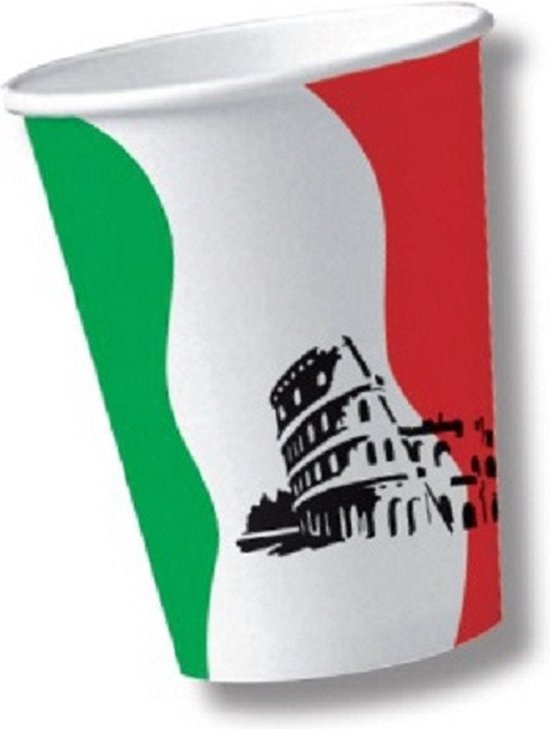 20x tasses / tasses jetables à thème de l'Italie - Fournitures de fête / décoration de drapeau italien