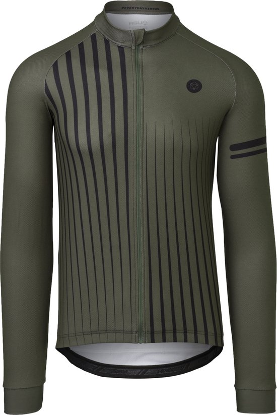 AGU Faded Stripe Fietsshirt Lange Mouwen Essential Heren - Army Green - Maat XL
