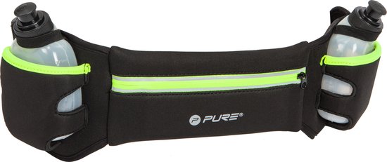 Pure2Improve Hardloopriem met 2 flesjes zwart en geel