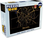 Puzzel Kaart - Brussel - Goud - Zwart - Legpuzzel - Puzzel 1000 stukjes volwassenen