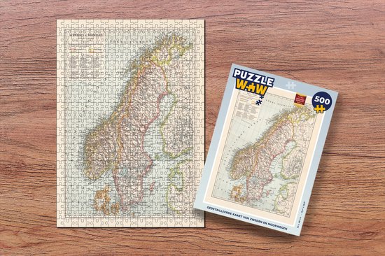 Puzzel Gedetailleerde kaart van Zweden en Noorwegen - Legpuzzel