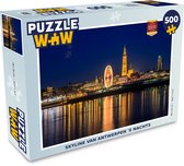 Puzzel Skyline - Antwerpen - Nacht - Legpuzzel - Puzzel 500 stukjes