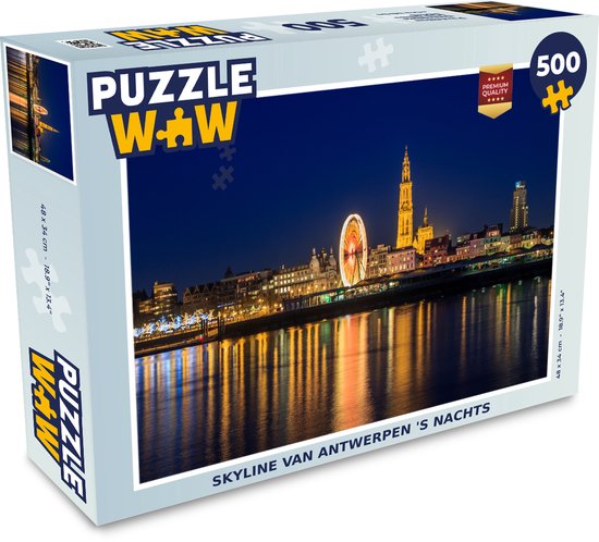 Puzzle Skyline - Anvers - Nuit - Puzzle - Puzzle 500 pièces - Cadeaux Sinterklaas - Sinterklaas pour les grands enfants