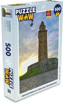 Puzzel Herculestoren in A Coruña bij zonsondergang - Legpuzzel - Puzzel 500 stukjes