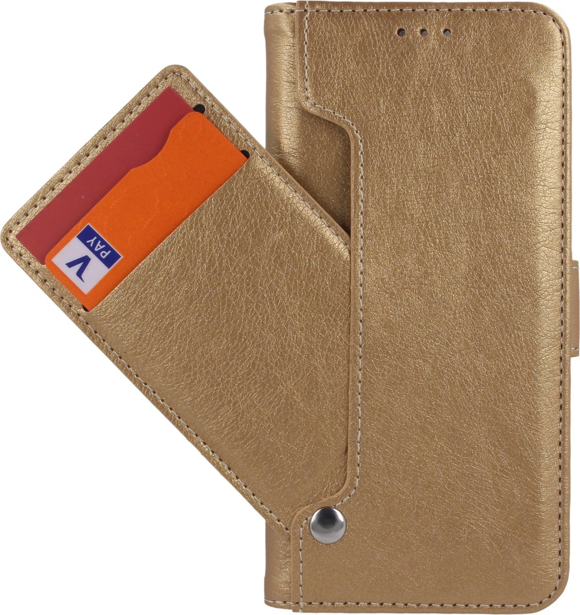Samsung A12 TPU/Kuntstleer - hoesje Goud Boekhoesje - wallet case