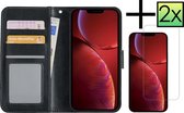 Coque pour iPhone 14 Pro Max Cover Bookcase Flipcase Book Cover avec 2x Protecteur d'écran - Coque pour iPhone 14 Pro Max Case Book Case - Zwart