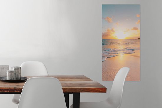 Peinture sur toile - Plage - Soleil - Nuages - Mer - Eté - Peintures sur toile - Toile - 40x80 cm - Décoration murale - Chambre