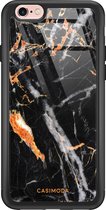 Casimoda® hoesje - Geschikt voor iPhone 6/6s - Marmer Zwart Oranje - Luxe Hard Case Zwart - Backcover telefoonhoesje - Zwart