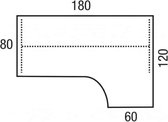 ABC Kantoormeubelen los 25 mm melamine bureaublad wing 180×120 links wit