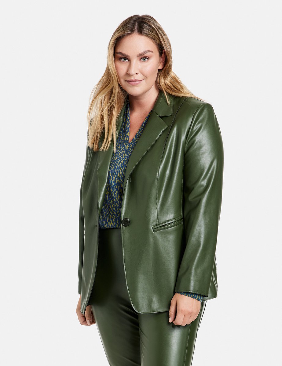 SAMOON Dames Blazer van vegan leather Pine Green-52