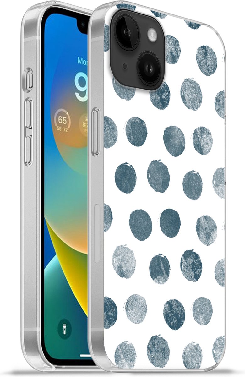 Telefoonhoesje Geschikt voor Apple Iphone 14 Plus hoesje - Stippen - Grijs - Wit - Siliconen Telefoonhoesje Telefoonhoesje