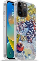 Geschikt voorApple Iphone 14 Pro Max hoesje - Druiven, citroenen, peren en appels - Vincent van Gogh - Siliconen Telefoonhoesje