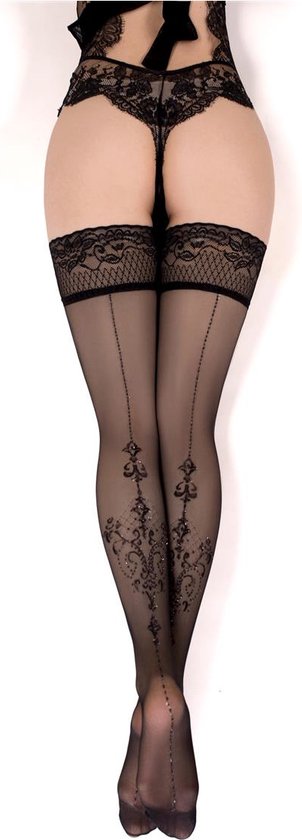 Ballerine - Lustre Victorien Fantasy Hold Ups - Bas (20 deniers) - Zwart - taille L/XL