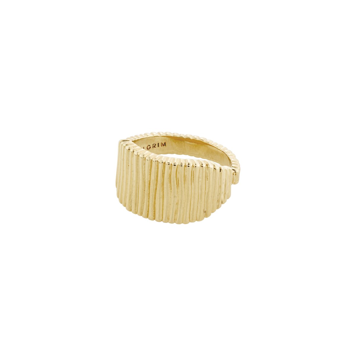 Pilgrim Ring Jemma - Verguld - Sieraden Geribbeld Oppervlak - Goud Kleur - Verstelbare Maat